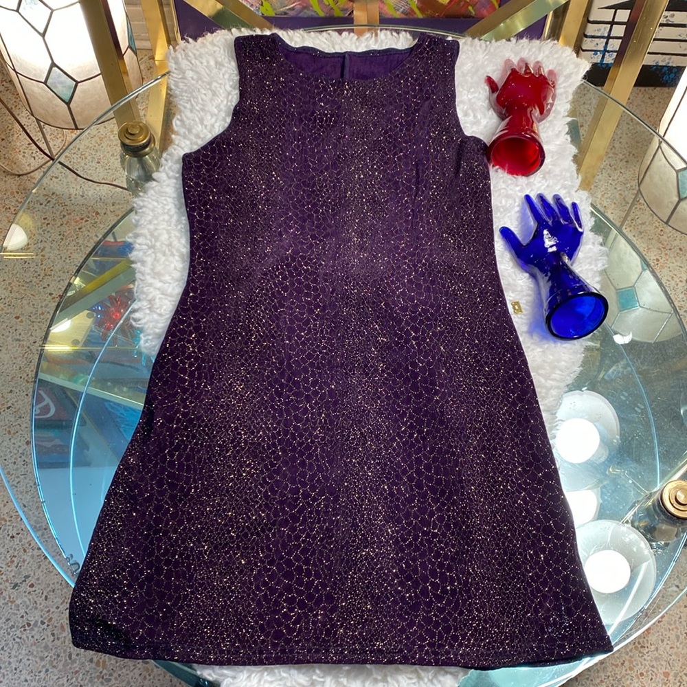 Vintage Byer Too Sleeveless Purple & Gold Dress